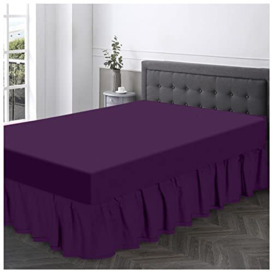 Plain Dyed Valance Fitted Sheet-Polycotton Soft Bedsheets For King Size Bed- Frill Bedding Base Wrap Valance Sheet- Berry