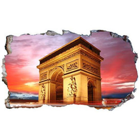 Paris Arc de Triomphe 3D V001 Magic Window Wall Sticker Self Adhesive Poster Wall Art Size 1000mm Wide x 600mm deep (Large)