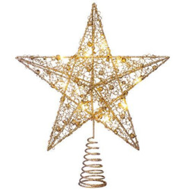 WeRChristmas Pre-lit Sprinky Christmas Tree Top Star LED Lights, Gold, 31cm