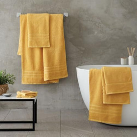 Catherine Lansfield Zero Twist Soft & Absorbent Cotton 6 Piece Towel Set Ochre Yellow