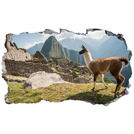 Llama Llamas Alpaca Alpacas 3D V006 Magic Window Wall Sticker Self Adhesive Poster Wall Art Size 1000mm Wide x 600mm deep (Large)