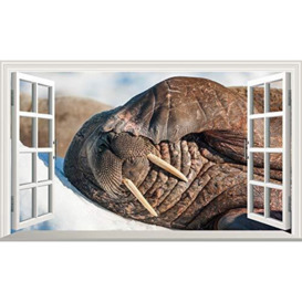 Walrus 3D Magic Window V101 Wall Sticker Self Adhesive Poster Wall Art Size 1000mm Wide x 600mm deep (Large)