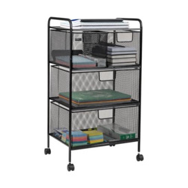 "Mind Reader Network Collection, Rolling Storage Cart with 4 Removable Drawers, Omnidirectional Wheels, Desk and Bathroom Organizer, Portable, Metal Mesh, 16""L x 11""W x 29""H, Black"