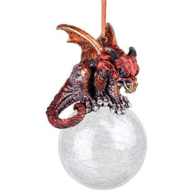 Design Toscano The Pensive Percher Dragon 2018 Collectible Holiday Ornament, Resin, Full Color, 9 cm,Christmas