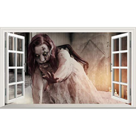 Chicbanners Zombie Hands Horror 3D Wall Crack Wall Smash V102 Wall Sticker Self Adhesive Poster Wall Art Size 1000mm wide x 600mm deep (large)