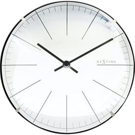 NeXtime Wall Table Clock-Diameter 20 cm Shaped Glass-White – 'Big Stripe Mini Dome, 19.5 x 0.04