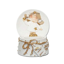 Dekohelden24 501423 Mini Snow Globe with Angel Design White/Golden Base Dimensions L/W/H: 4.5 x 4.5 x 6.5 cm Ball Diameter 4.5 cm