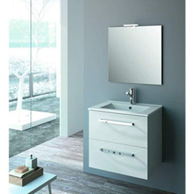 Cygnus Bath Wood, Nevada Suspended Bathroom White (Furniture Only), Mirror and Wall Light Not Included. Measurements Required for Washbasin 60 cm Width and 45 cm Depth