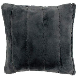 "Riva Paoletti Empress Square Cushion Cover - Charcoal Grey - Super Soft Faux Fur - Reversible - Zip Closure - Machine Washable - 100% Polyester - 55 x 55cm (22"" x 22"" inches)"