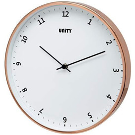 Unity Wall Clock, Plymouth Rose Gold, Modern, White Dial, 30 cm / 12-inch