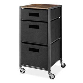 Whitmor Rolling 3-Drawer Storage Utility Cart, Metal, Brown