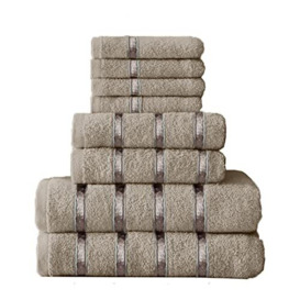 GC GAVENO CAVAILIA 8 Piece Towel Bale Set - Egyptian Cotton - Face Towel - Hand Towel - Bath Towel - - Quick Dry & Highly Absorbent Towels Silver - Washable Towels For Bathroom