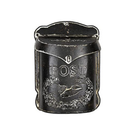 "Creative Co-Op Black Embossed Tin Letter Post Box, 10"" x 15.5"""
