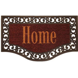 oKu-Tex Doormat, Coir Rubber, Home Red, 45 x 75 cm halbrund