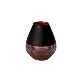 Villeroy & Boch 11-3794-1110 Manufacture Solid Swirl Vase, 12 cm, Crystal, Black/Bronze, Glow