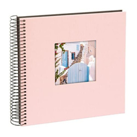 goldbuch Bella Vista Spiral, Linen Memory Cut-Out Cover 40 Pages, Book for Gluing, Photo Album, Paper, Rose (Black Sides), 20 x 20 cm