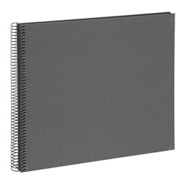 goldbuch Bella Vista, Linen Memory, Spiral Bound, 40 Pages, Book for Gluing, Photo Album, Paper, Grey (Black Sides), ca. 35 x 30 x 2,8 cm