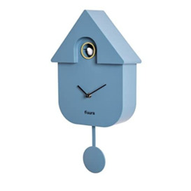 Fisura - Cuckoo clock. Wall clock. Original wall clock for gift. 3 AA batteries not included. 21,5 x 8 x 41,5. Material: ABS plastic. (Blue)