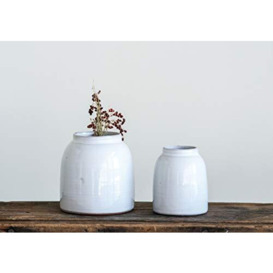 Creative Co-Op Terracotta Vases (Set of 2 Sizes), White, Small and Large