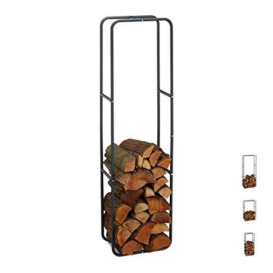 Relaxdays Firewood Shelf, Wood Logs Stacking Aid Made of Steel, Indoor and Outdoor, Firewood Shelf, H x W 150 x 40 cm, Anthracite