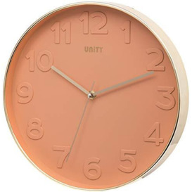 Unity Wall Clock, Bergen, Silent Sweep, Modern, Peach Pink, 30cm / 12-inch