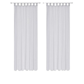 "Megachest lucy Woven Voile Tab Top Curtain 2 Panels with ties (28 colors) (silver, 56"" wideX54 drop(W142cmXH137cm))"