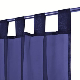 "Megachest lucy Woven Voile Tab Top Curtain 2 Panels with ties (28 colors) (navy blue, 56"" wideX72 drop(W142cmXH183cm))"