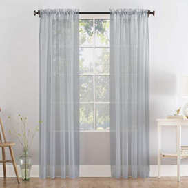 "Megachest a pair of 3+7cm slot top sheer lucy voile curtain with tie backs 31 colors 10 sizes (silver, 56"" wideX81 drop(W142cmXH206cm))"