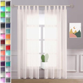 "Megachest lucy Woven Voile Tab Top Curtain 2 Panels with ties (28 colors) (ivory, 56"" wideX90 drop(W142cmXH228.5cm))"