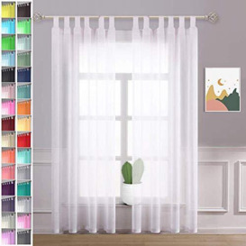 "Megachest lucy Woven Voile Tab Top Curtain 2 Panels with ties (28 colors) (pure white, 56"" wideX72 drop(W142cmXH183cm))"