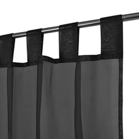 "Megachest lucy Woven Voile Tab Top Curtain 2 Panels with ties (28 colors) (black, 56"" wideX81 drop(W142cmXH206cm))"