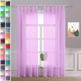 "Megachest lucy Woven Voile Tab Top Curtain 2 Panels with ties (28 colors) (lilac, 56"" wideX90 drop(W142cmXH228.5cm))"