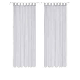 "Megachest lucy Woven Voile Tab Top Curtain 2 Panels with ties (28 colors) (silver, 56"" wideX72 drop(W142cmXH183cm))"