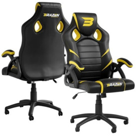 BraZen Puma PC Chair Gaming Chair for Adults Office Chair Computer Chairs Gaming Chairs for Adults Adult Gaming Chair Video Game Chairs - Black Yellow