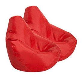 Bean Bag Bazaar Kids Gaming Chair, Indoor Outdoor Bean Bags, Red, 69cm x 59cm, Large, 2 Pack