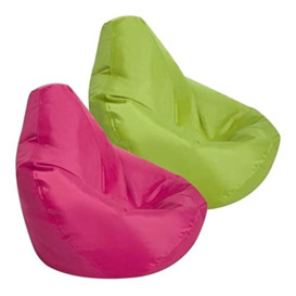 Bean Bag Bazaar Kids Gaming Chair, Indoor Outdoor Bean Bags, Pink Lime, 69cm x 59cm, Large, 2 Pack