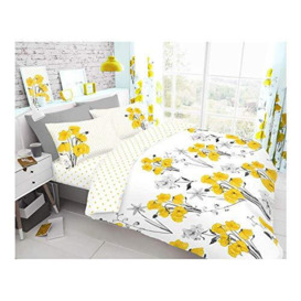 Gaveno Cavailia Poppy Luxurious Bed Set with Duvet Cover and Pillow Cases, Polyester-Cotton, King - Yellow