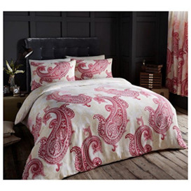 Gaveno Cavailia Paisley Crescent Luxurious Bed Set with Duvet Cover and Pillow Cases, Polyester-Cotton, King - Red