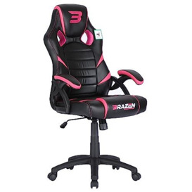 BraZen Puma PC Office Computer Desk Table Ergonomic Gaming Chair for Kids and Adults Height Adjustable PU Leather Padded Armrest Rocker Recline Wheels Castors British Brand - Black Pink