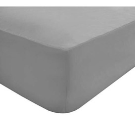 Sleepdown 200 Thread Count Cotton Fitted Sheet, Single - Silver