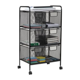 Mind Reader 6DRMESH-BLK 6-Drawer Storage Bin Organizer, Multi-Purpose Cart, Black, Metal