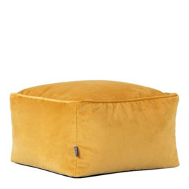 icon Amara Velvet Bean Bag Pouffe, Ochre Yellow, Living Room Bedroom Footstool Bean Bags