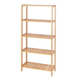 dibea Bamboo Shelf with 5 Adjustable Shelves, Shoe Cabinet, Bathroom Shelf, Living Room Shelf, Standing Shelf, Bathroom Shelf, Bookcase, Kitchen Shelf Can be Combined with Shelf Wall, 60 x 26 x 130