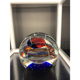 Febland Glass Cosmos Paperweight Ornament, Red/Blue, Small