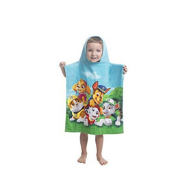 JERRY FABRICS Childrens Paw Patrol Hooded Poncho Bath Towel, Cotton, Multicolour, Size 50x115 cm