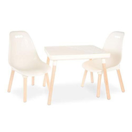 B. Spaces Children's Table and Chairs-Wooden Legs (Ivory), Wood, Per bambini