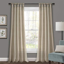 "Lush Decor Burlap Knotted Tab-Top Window Curtain Panel Pair, 45"" W x 95"" L, Dark Linen"