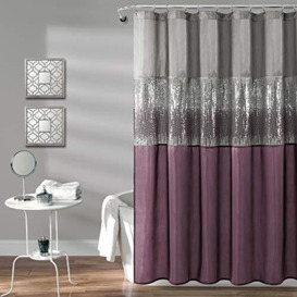 Lush Decor Night Sky Shower Curtain, Polyester, Gray & Purple, 72 Inches x 72 Inches