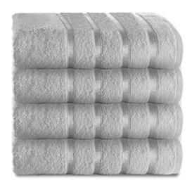 Gaveno Cavailia Egyptian Cotton Thick Absorbent 500 GSM Kensington Hand Towel [ Pack of 4-Silver (50x80 cm)