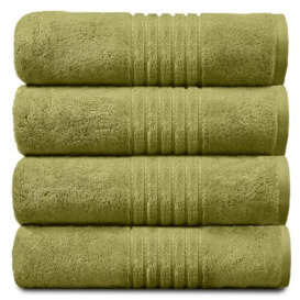 Gaveno Cavailia 100% Natural Cotton Thick Absorbent 450 GSM Hampton Hand Towel [ Pack of 4-Lime (50x80 cm)